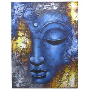 buddha painting blue face abstract