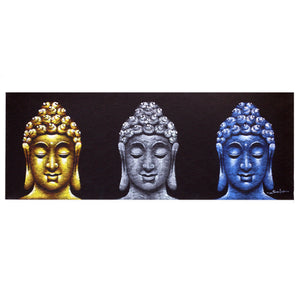 buddha painting three heads black