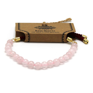 18k gold plated gemstone bordeaux string bracelet rose quartz