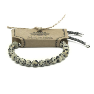 925 silver plated gemstone charcoal string bracelet dalmation jasper