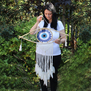 protection-dream-catcher-lrg-macrame-evil-eye-blue/white/black