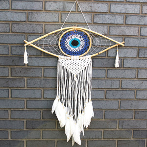 protection-dream-catcher-lrg-macrame-evil-eye-blue/white/black