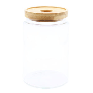 cottage bamboo glass jar 15cm