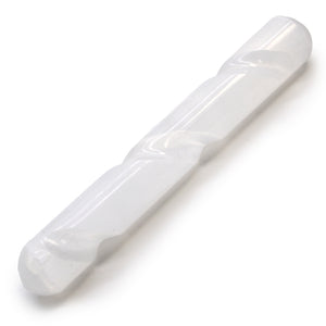 selenite spiral wand 16 cm round both ends