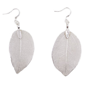 earrings bravery leaf silver