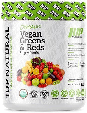 1Up Nutrition Organic Vegan Greens & Reds Superfoods, Green Apple - 300 grams - 1Up Nutrition