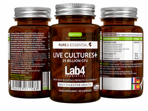 pure essential live cultures lab4 probiotics 30s