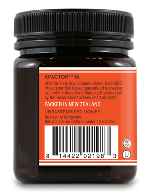 raw monofloral k factor 16 manuka honey 250g