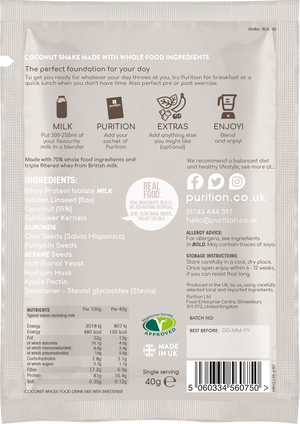 Purition Wholefood Nutrition With Coconut CASE 8 x 40g