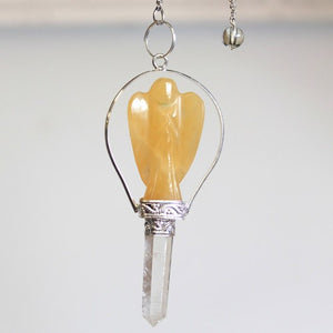 angel pendulum with ring yellow quartz