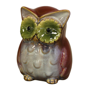 ceramic owl bank red