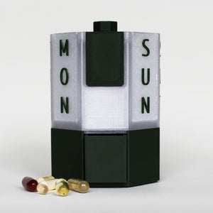 Weekly Rotating Pill Dispenser with Box and Lid