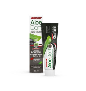 aloe vera triple action charcoal toothpaste strong mint fluoride free 100ml