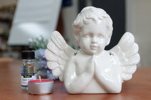 Angel Praying Oil Burner - White - obmysticmagical