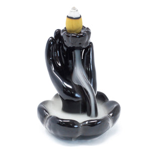 Back Flow Incense Burner - Hand & Lotus Flower - BackF