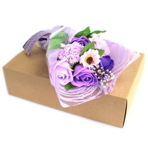 Boxed Hand Soap Flower Bouquet - Purple - SFB