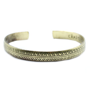 Brass Tibetan Bracelet - Slim Tribal Leaf - TMB