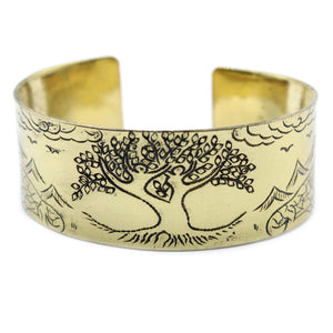 Brass Tibetan Mantra Bracelet - Tree of Life - TMB