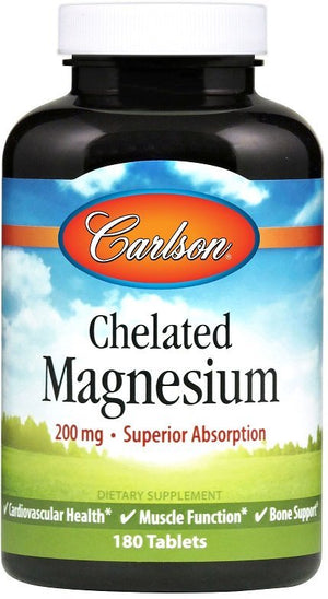 Carlson Labs Chelated Magnesium, 200mg - 180 tablets - Carlson Labs