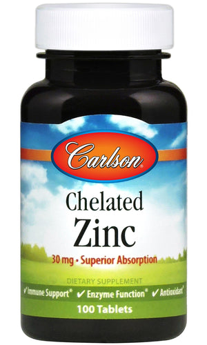 Carlson Labs Chelated Zinc, 30mg - 100 tablets - Carlson Labs