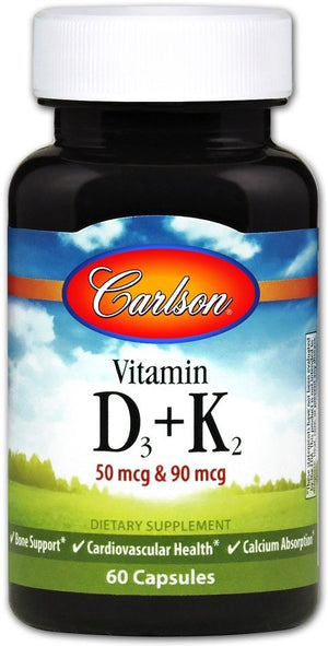 Carlson Labs Vitamin D3 + K2 - 60 caps - Carlson Labs