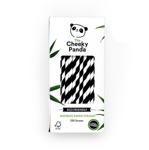 Cheeky Panda  Eco Friendly Bamboo Paper Straws 250 Pack (Black Stripes)