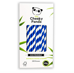Cheeky Panda  Eco Friendly Bamboo Paper Straws 250 Pack (Blue Stripes)