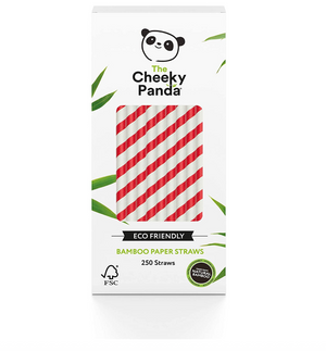 Cheeky Panda  Eco Friendly Bamboo Paper Straws 250 Pack (Red)