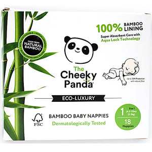 Cheeky Panda  Eco-Luxury Bamboo Baby Nappies 18 Pack (Size 1)