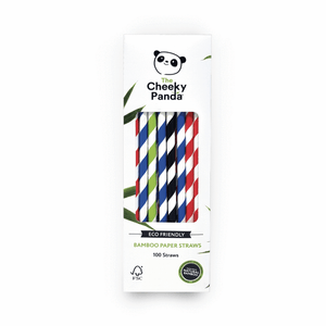 Cheeky Panda  Eco Friendly Bamboo Paper Straws 100 Pack (Multi Coloured)