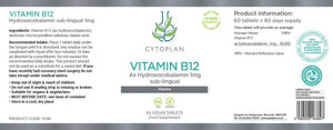 vitamin b12 as hydroxycobalamin sub lingual 1mg 60s