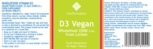 health creation d3 vegan wholefood 2500 iu from lichen 60s