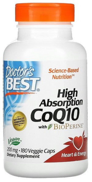 Doctor's Best High Absorption CoQ10 with BioPerine, 200mg - 180 vcaps - Doctor's Best