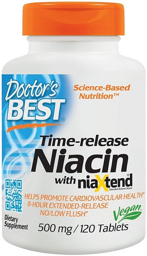 Doctor's Best Time - release Niacin with niaXtend, 500mg - 120 tablets - Doctor's Best