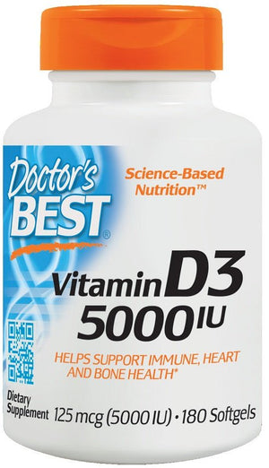 Doctor's Best Vitamin D3, 5000 IU - 180 softgels - Doctor's Best