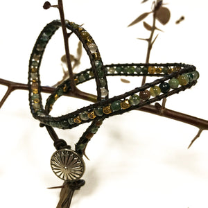 Double Wrap Bracelet - Multi Moss Agate - GDWB