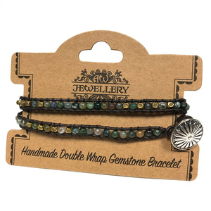 Double Wrap Bracelet - Multi Moss Agate - GDWB