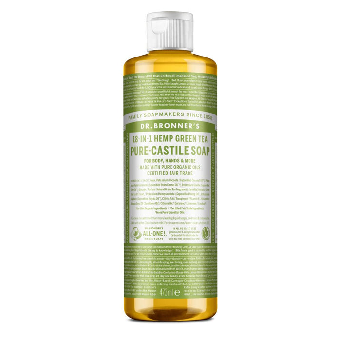 Dr Bronner's Magic Soaps 18-in-1 Hemp Green Tea Pure-Castile Liquid Soap 473ml