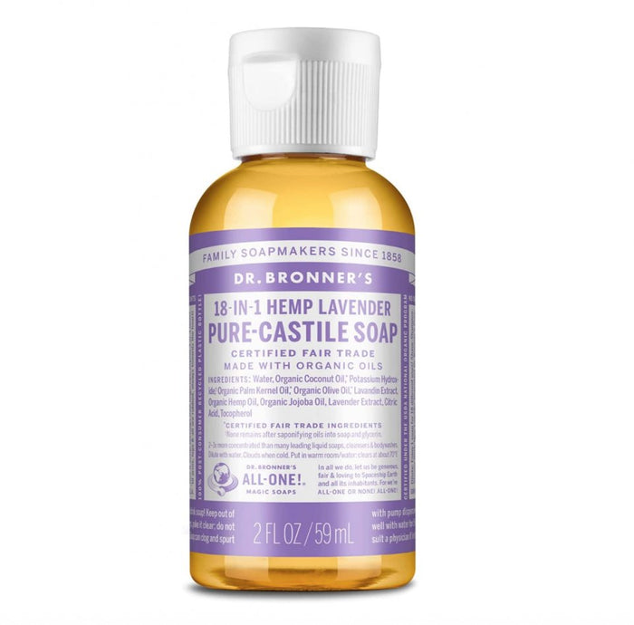 Dr Bronner's Magic Soaps 18-in-1 Hemp Lavender Pure-Castile Liquid Soap 60ml