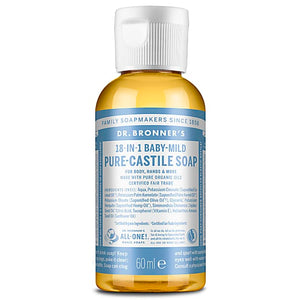 Dr Bronner's Magic Soaps 18 - in - 1 Hemp Unscented Baby - Mild Pure - Castile Liquid Soap 60ml - Dr Bronner's Magic Soaps