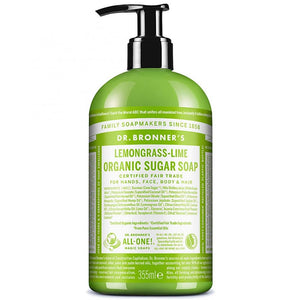 Dr Bronner's Magic Soaps 4 - In - 1 Sugar Lemongrass Lime Organic Pump Liquid Soap 355ml - Dr Bronner's Magic Soaps