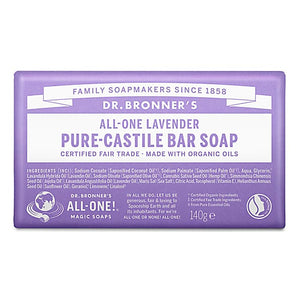 Dr Bronner's Magic Soaps All - One Lavender Pure - Castile Bar Soap 140g - Dr Bronner's Magic Soaps