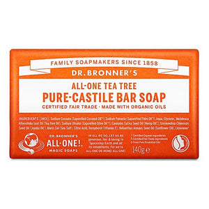 Dr Bronner's Magic Soaps All - One Tea Tree Pure - Castile Bar Soap 140g - Dr Bronner's Magic Soaps