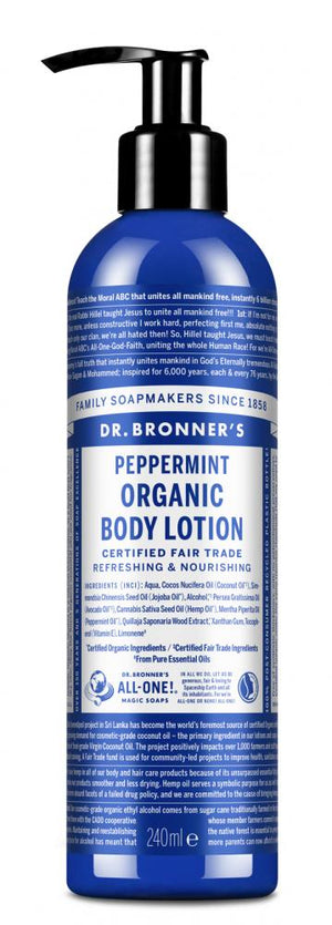 Dr Bronner's Magic Soaps Peppermint Organic Body Lotion 240ml - Dr Bronner's Magic Soaps