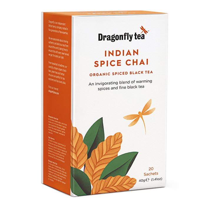 Dragonfly Tea Indian Spice Chai Organic Spiced Black Tea 20 Sachets