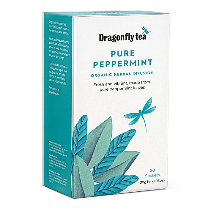 Dragonfly Tea Pure Peppermint Organic Herbal Infusion 20 Sachets