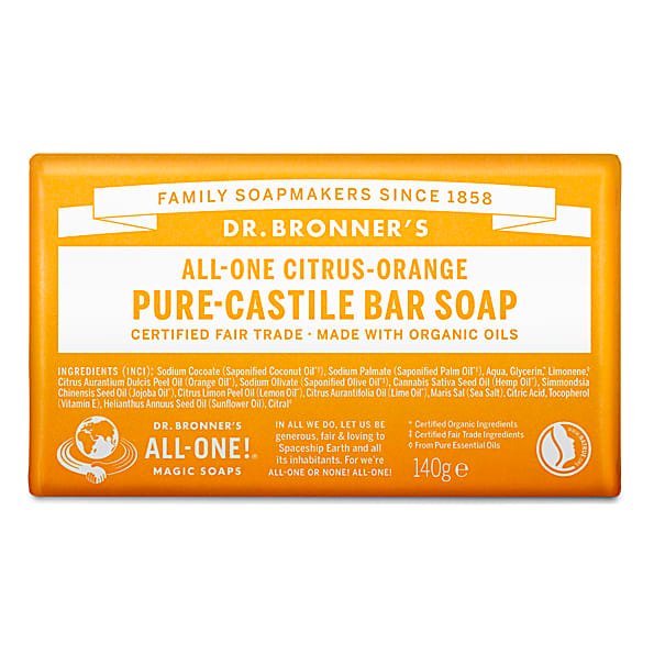 Dr Bronner's Magic Soaps All-One Citrus-Orange Pure-Castile Bar Soap 140g