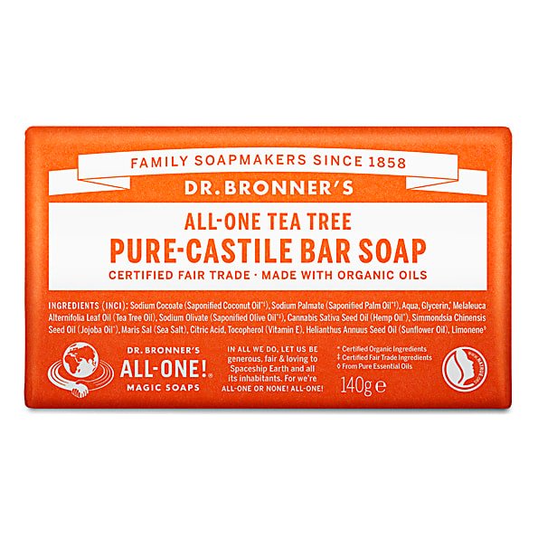 Dr Bronner's Magic Soaps All-One Tea Tree Pure-Castile Bar Soap 140g