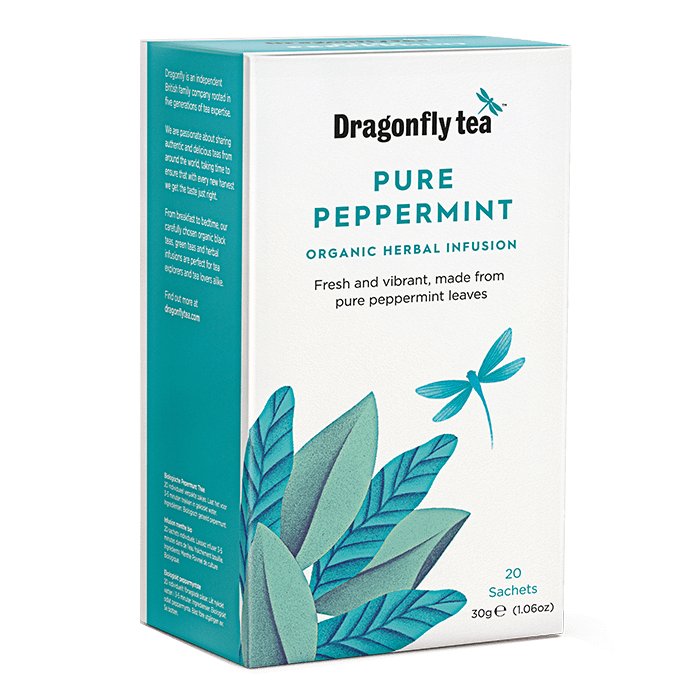 Dragonfly Tea Pure Peppermint Organic Herbal Infusion 20 Sachets