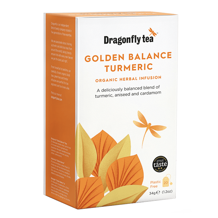Dragonfly Tea Golden Balance Turmeric Organic Herbal Infusion 20 Sachets